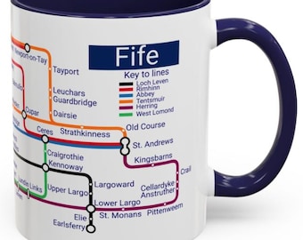 Fife Scotland Metro Map Mug: Unique Souvenir Gift