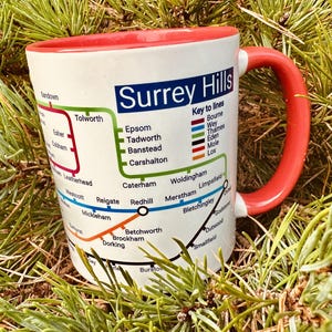 Surrey Hills Metro Map Mug - Colorful Ceramic Coffee Cup