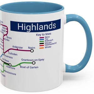 Scottish Highlands Metro Mug - Unique Gift from John o&#39; Groats to Oban via Inverness, Loch Ness, Ben Nevis and  Fort William