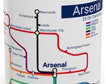 Arsenal football 25/26 - The Premiership Champions!! Featuring all opposition and results for the season! Arsenal gift.