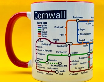 Cornwall metro mug - a unique journey around Kernow and it’s famous towns and coastal villages