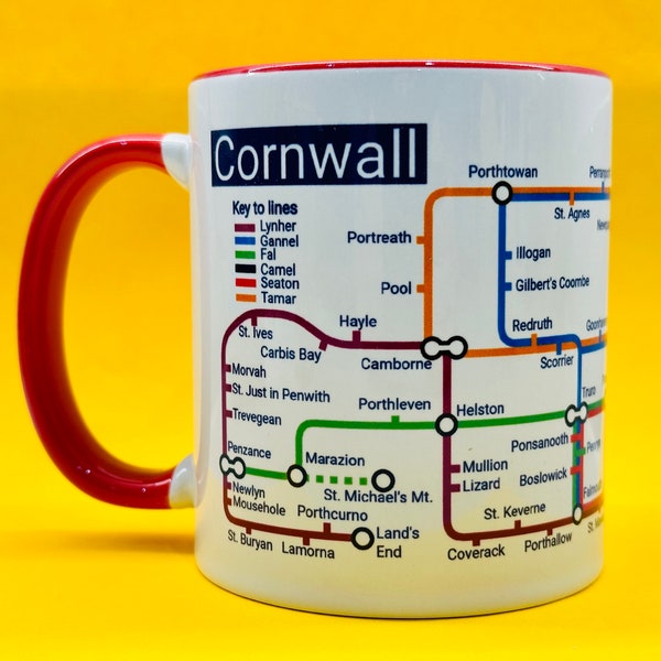 Cornwall metro mug - a unique journey around Kernow and it’s famous towns and coastal villages