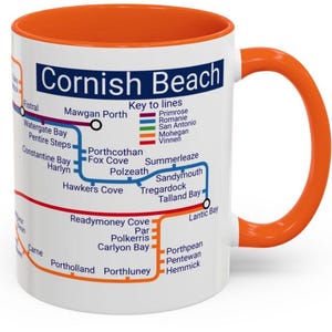 Cornwall Beach -  Cornwall's Stunning Beaches with Our Exclusive Metro Mug - Perfect Gift for Beach Lovers and Cornwall Enthusiasts!