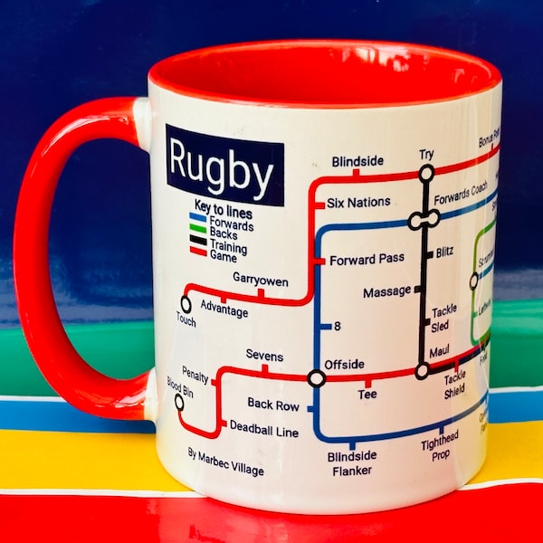 Rugby (game) metro mug - perfect for all rugby fans! Perfect for the Rugby gifts. Kitchenware Gift | Rugby club | Customise |