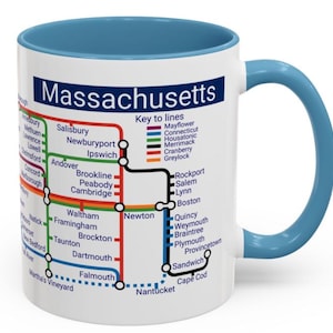 Massachusetts Metro Mug - Sip the Charm of Boston, Cambridge, Worcester, Salem, Cape Cod, Martha&#39;s Vineyard, Nantucket, Springfield,and More