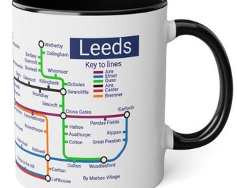 Taza con el mapa del metro de Leeds: Taza de cerámica City Journey (325 ml)
