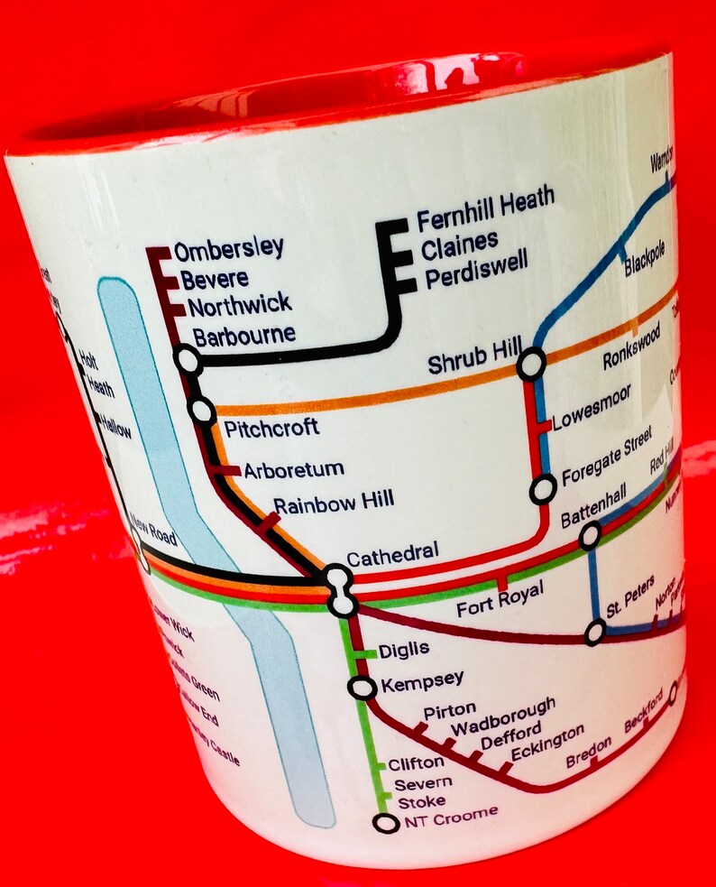 Worcester Metro Map Mug: Colorful Ceramic Coffee Mug (11oz) - Etsy
