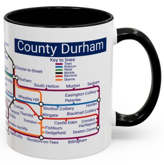County Durham Metro Map Becher - 11 Unzen Keramik Kaffeebecher