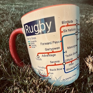 Rugby (game) metro mug - perfect for all rugby fans! Perfect for the Rugby gifts. Kitchenware Gift | Rugby club | Customise |