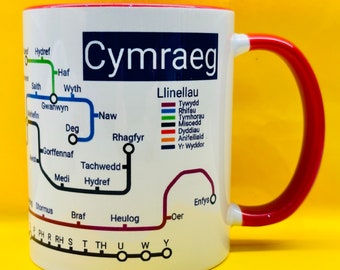 Dysgu Cymraeg! Welsh learners / kids metro mug | Welsh Gifts | New Home Gift | Kitchenware Gift | Nadolig | Cymru | Pob lwc