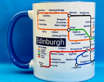 Edinburgh Metro Mug - featuring a journey through the capital city of Scotland.