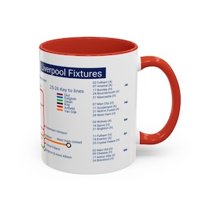 Liverpool 25/26 -  Season Metro Mug - featuring all opposition and fixtures. Anfield. Liverpool gift. Liverpool Fan. Merseyside.