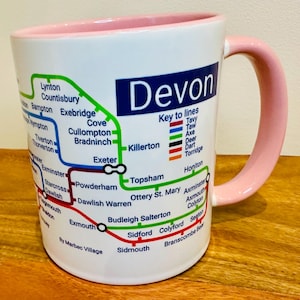 Mug Devon Metro Map : cadeau de voyage en céramique