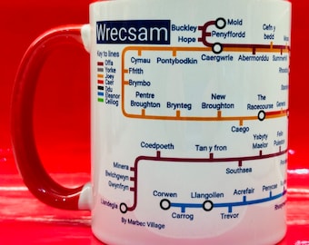 Wrexham Wrecsam Wales Metro Mug / Brymbo to Rhosllanerchrugog is ready for departure and a unique journey