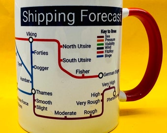 Shipping Forecast metro mug - BBC Radio 4 - Nautical -maritime- merchant navy - met office - BBC World service - UK Weather  - Sailing