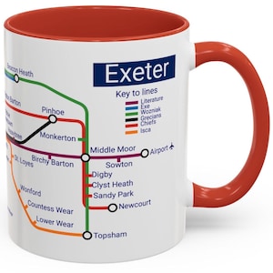 Exeter Metro Mug – Celebrate Exeter’s Charm, Featuring St David&#39;s, Cathedral, Quayside, Exeter University and Sandy Park