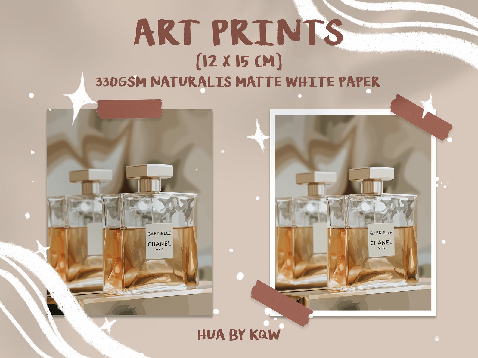 Gabrielle Chanel Perfume Illustrated Art Print Elegant