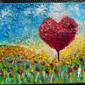 Valentines Day original heart tree painting,love painting,heart paintings,original paintings,valentines gift image 6