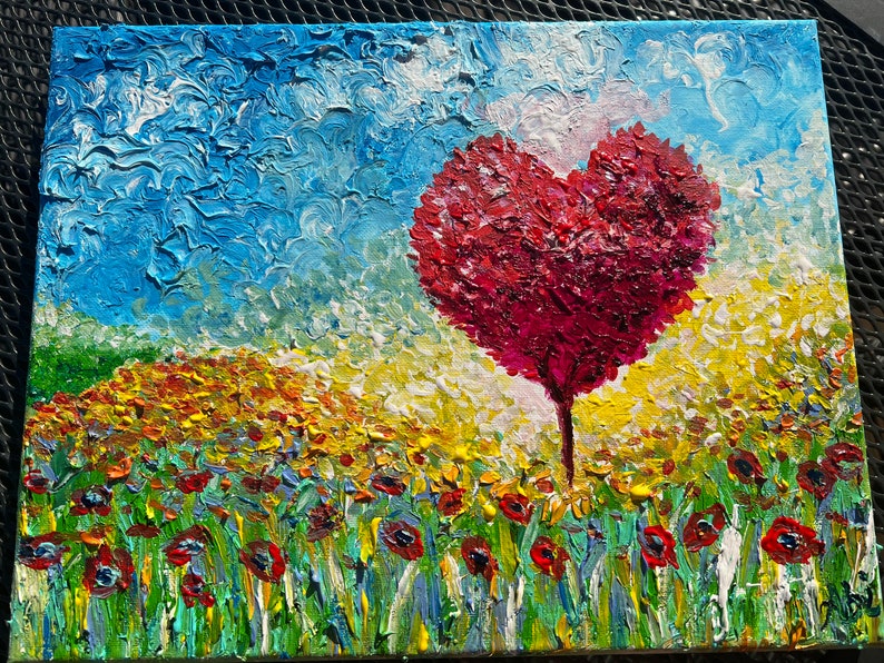 Valentines Day original heart tree painting,love painting,heart paintings,original paintings,valentines gift image 6