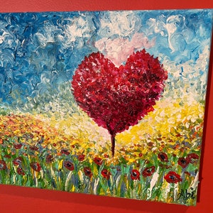 Valentines Day original heart tree painting,love painting,heart paintings,original paintings,valentines gift image 2