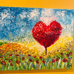 Valentines Day original heart tree painting,love painting,heart paintings,original paintings,valentines gift image 8