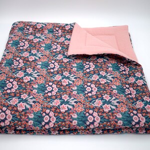 Padded baby quilt in Liberty and organic muslin