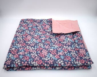 Padded baby quilt in Liberty and organic muslin