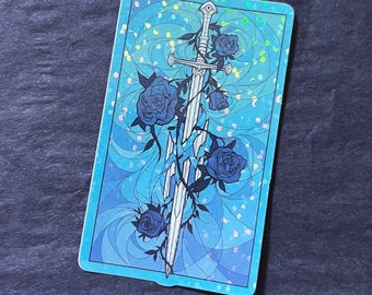 Roses of the Broken Sword | Stained Glass Glitter Sticker | 7cm x 4cm