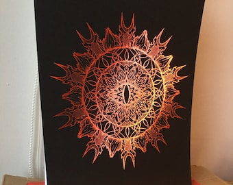 Mandala of Doom's Eye | A4 Red Foil Print