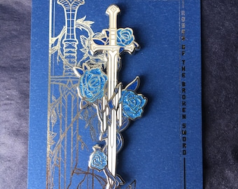 Rosas de la espada rota / Pin de esmalte de 80 mm