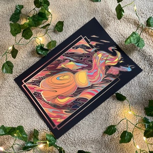 Stained Glass Flask of Embers | A4 Gold Foil Print