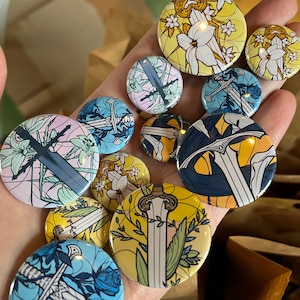 Swords and Flowers Pinback Button Badges 25mm & 38mm