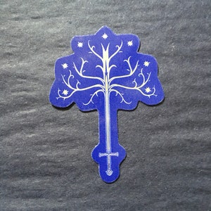 Sword of the Tree and Stars | Mirror Silver Sticker | 6 x 4.4cm