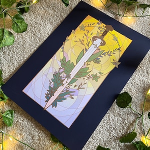 Sword of the Shieldmaiden | A4 Gold Foil Print