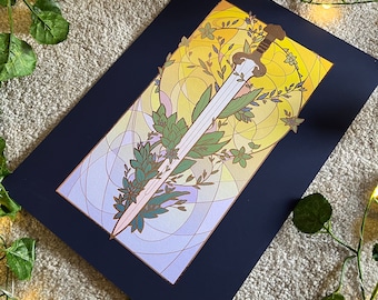 Sword of the Shieldmaiden | A4 Gold Foil Print