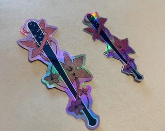 Stranger Petals | Holographic Sticker | 7cm x 2.7cm or 9.5cm x 3.5cm