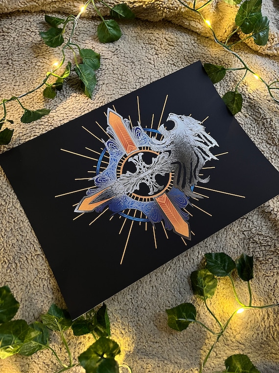 Garden's Lion | A4 Silver Foil Print