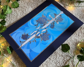 Roses of the Broken Sword | A4 Silver Foil Print