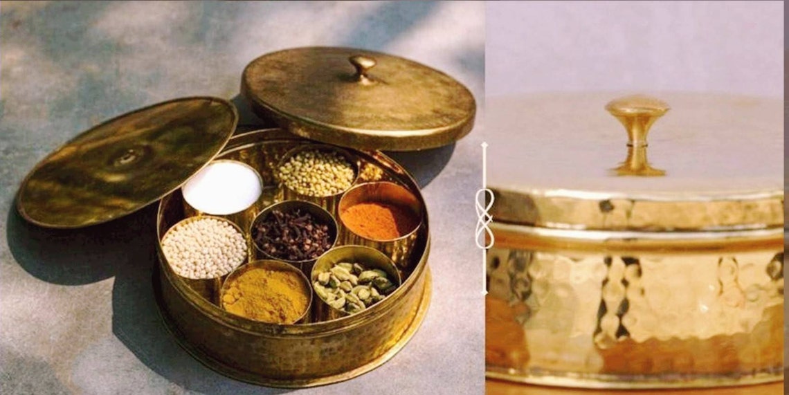 Traditional Indian Spice Rack/ brass masala Dabba / box Etsy