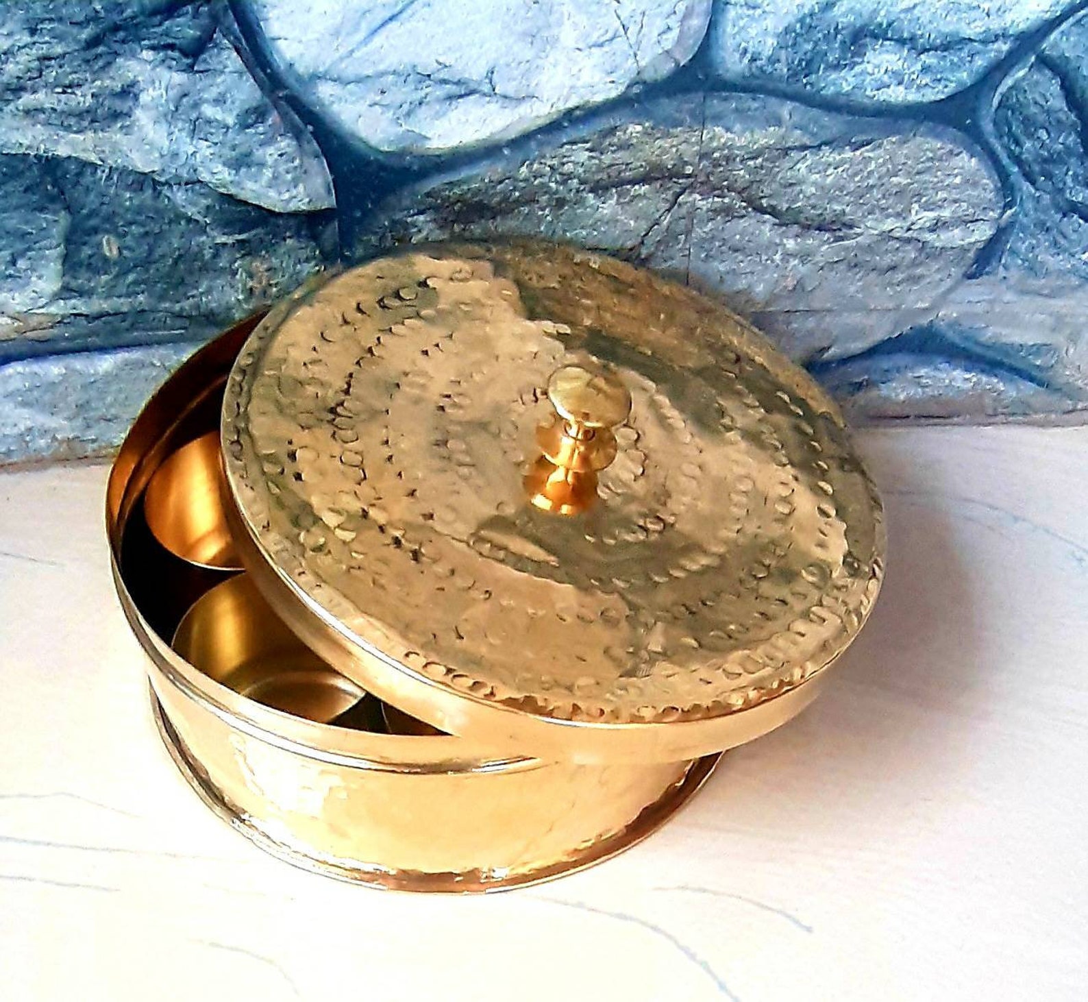 Traditional Indian Spice Rack/ brass masala Dabba / box Etsy