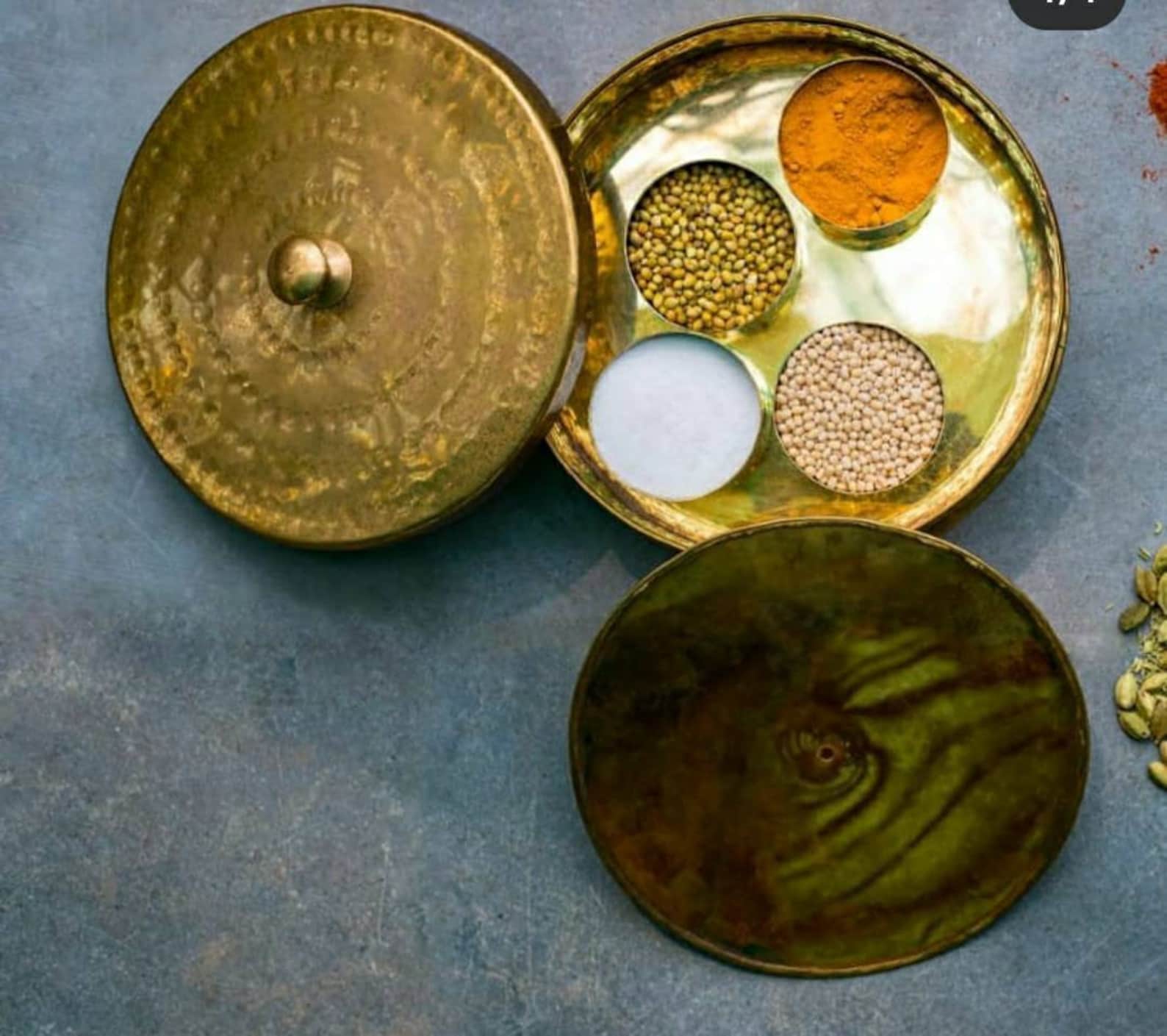 Traditional Indian Spice Rack/ brass masala Dabba / box Etsy