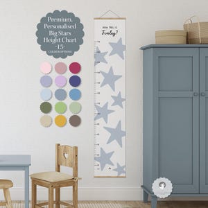 Personalised, Children's Height Chart, Scandi Star Decor, Growth Chart, Kids Room Decor, Canvas Height Chart, Wall Hanging, Boho, Playroom