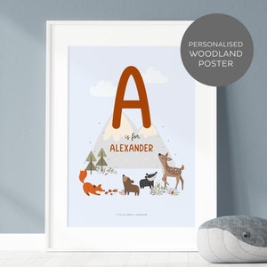 Personalised Woodland Print, Forest Animal Print, Woodland Decor, Kids Prints, Nursery Prints, Woodland Nursery, Girls Prints, Boys Prints