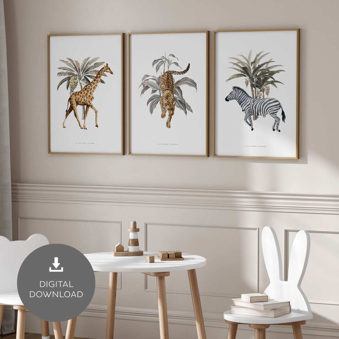 DIGITAL DOWNLOAD Tropical Safari Wall Art, Set of 3 Neutral Safari ...