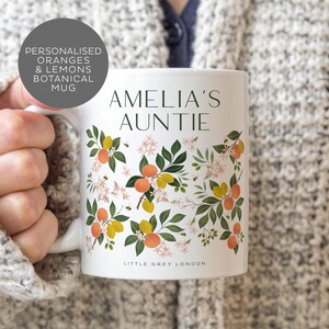 Taza personalizada para tía, taza botánica, regalo para la mejor tía, taza botánica, regalo para tía, taza para tía, regalo para la mejor tía