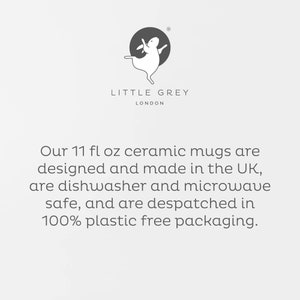 Puede incluir: Una taza de cer&aacute;mica blanca con una ilustraci&oacute;n en blanco y negro de un conejo. La taza tiene una capacidad de 11 onzas l&iacute;quidas y es apta para lavavajillas y microondas. El texto "LITTLE GREY LONDON" est&aacute; impreso debajo de la ilustraci&oacute;n.
