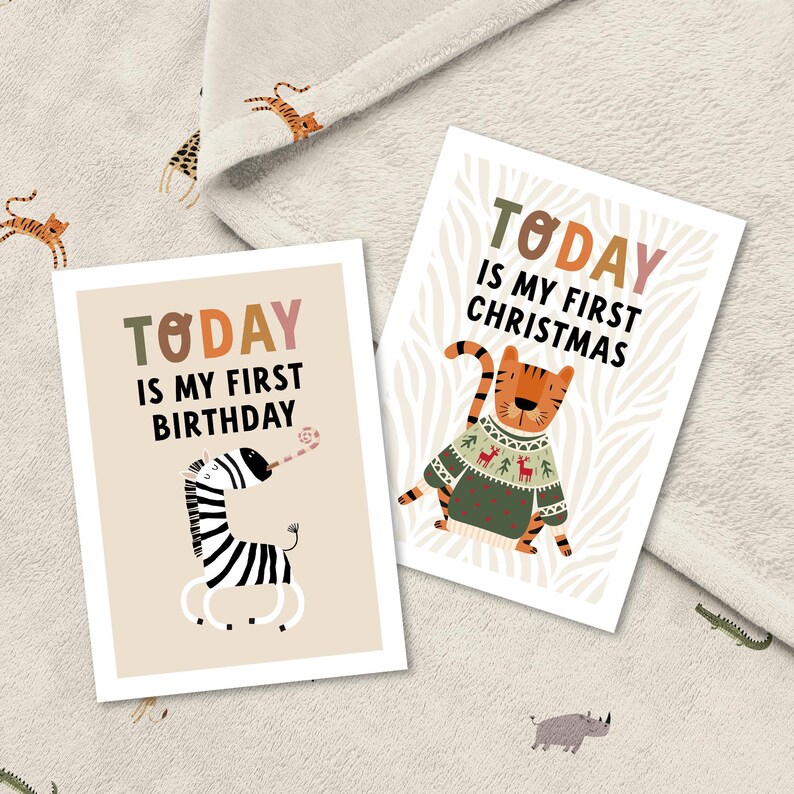 Digital Printable Baby Milestone Cards, Safari Animals Milestone Cards ...