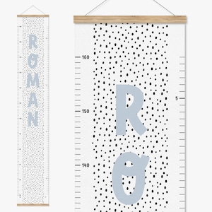 Personalised Scandi Kids Height Chart, Blue Canvas Growth Chart, Dotty Nursery Decor, Boho Nursery, Sky Blue Kids Decor,Spotty Kids Wall Art