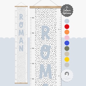 Personalised Scandi Kids Height Chart, Canvas Growth Chart, Dotty Nursery Decor, Boho Nursery, Cool Kids Decor, Spotty Kids Wall Art