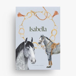 Personalised Horse Name Wall Art, Grey Horse Wall Art, Equestrian Nursery Decor, Blue Kids Prints, Horse Nursery Prints,Horse Shoe Print Art